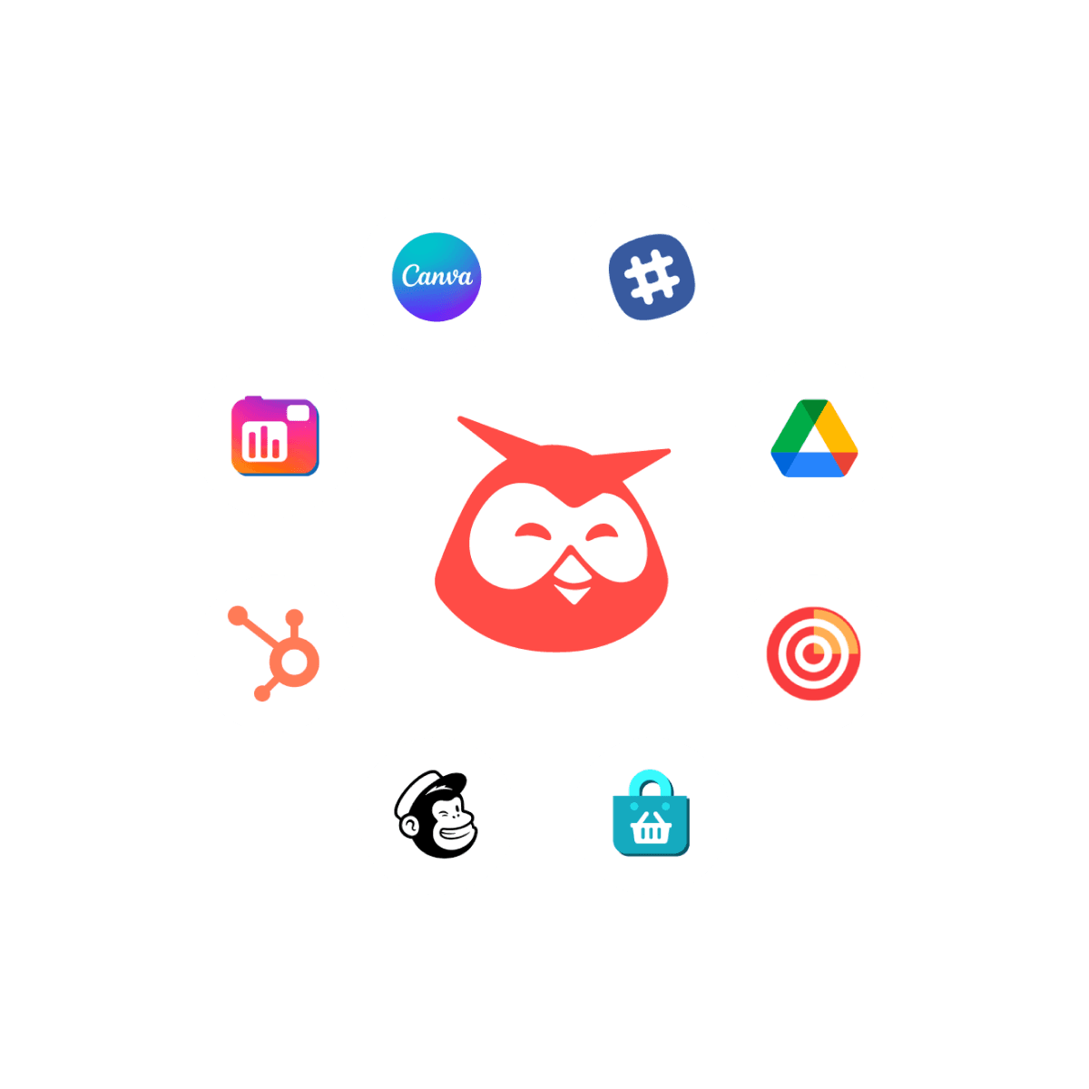 Owly with app integrations for Hootsuite